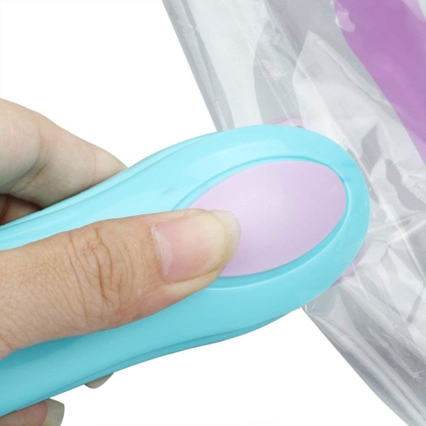 1 stk. Blå Mini Poseforsegler, Bærbar, Køkkenmaskine, Plastikvarme