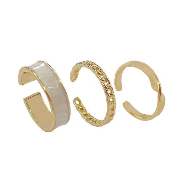 Guldringe Sæt Pegebånd Fingerringe Mode Justerbare Åben Knuckle Ringe Smykker til kvinder og piger (pakke med 3)