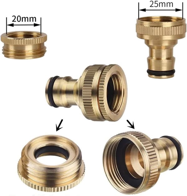 1/2 og 3/4 med messingkranadapter, kranadapter, slangekran