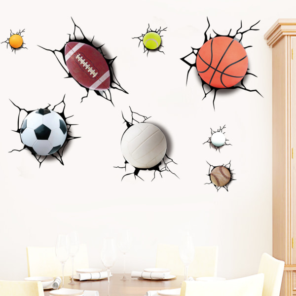 3D Simulerad Wall Breaking Basket Fotboll Cartoon Wall Stick