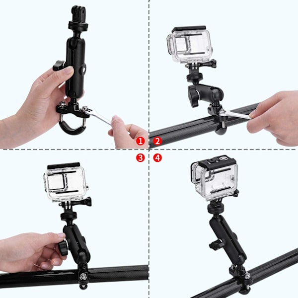 GoPro-kamera cykel-/motorcykelbeslag, universelt 360 graders session