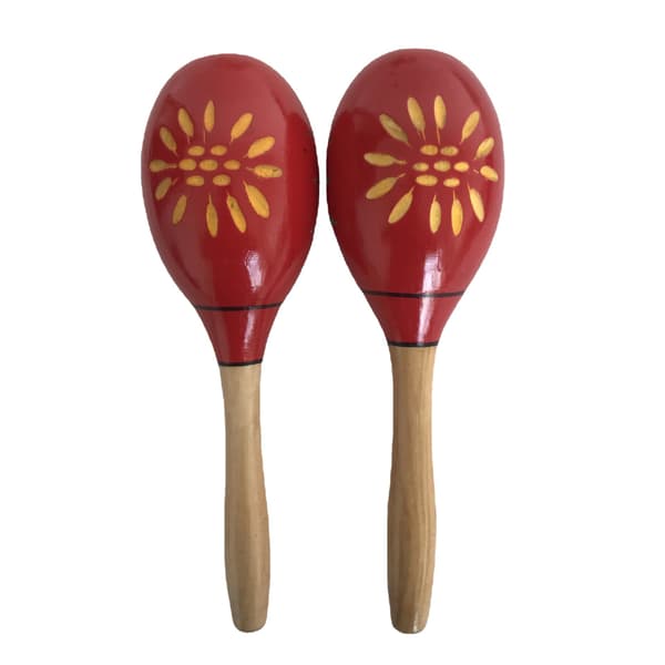 Längd 24 cm - Par röda maracas - Naturlackerat trä - Typ