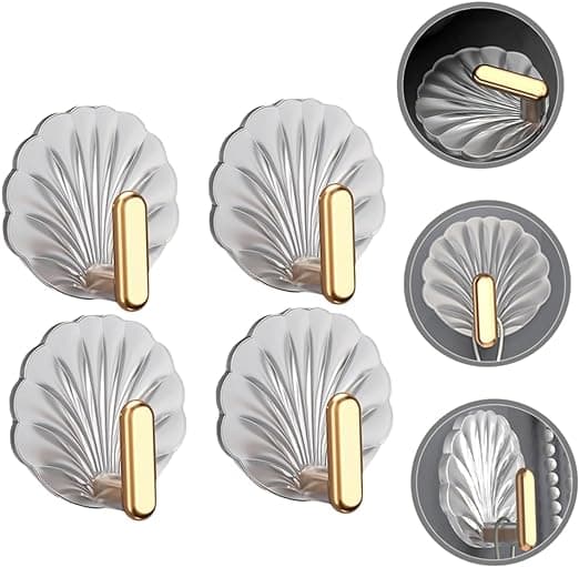 4 st Shell Sticky Hook Förvaringskrokar Hängare Handdukshållare Väggkrok