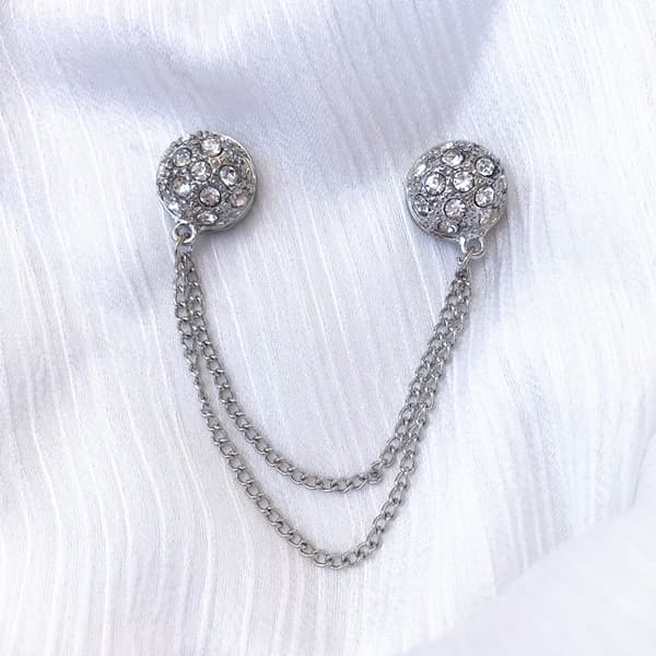 1 st glänsande strass brosch stift magnetisk lång kedja säkerhetsstift Fa