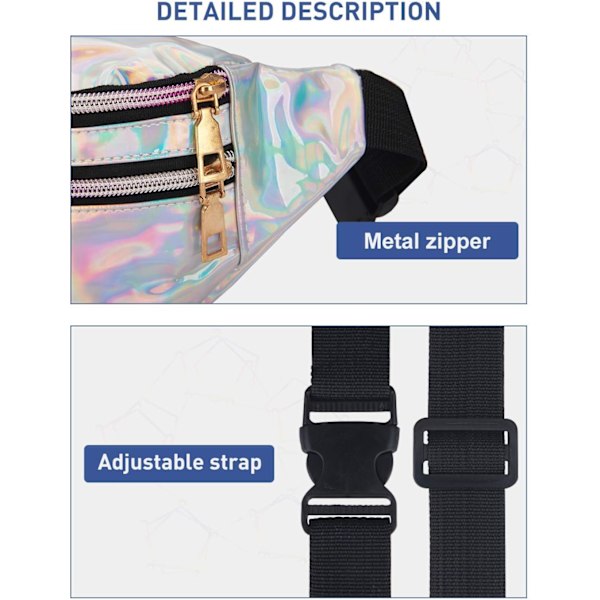 Midjeväska Dam Herr Unisex Holografisk Effekt Stadsväska Multi Pock