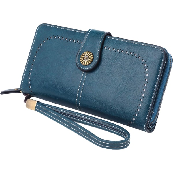 Naisten lompakko PU-nahkainen solki ontto pitkä lompakko Sininen