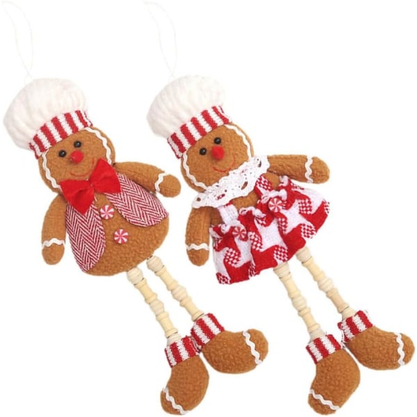 2pcs Christmas Gingerbread Ornaments Plush Gingerbread Man Christ