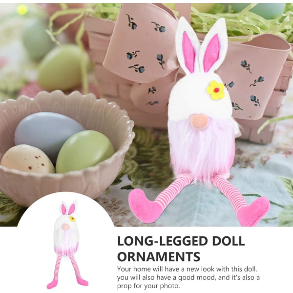 Kanin Gnomes Svenska Tomte Leksak Påskhare Docka Långbenta Kanin GNOME Actionfigur Docka Vår Påsk Dekoration 1st (Rosa)