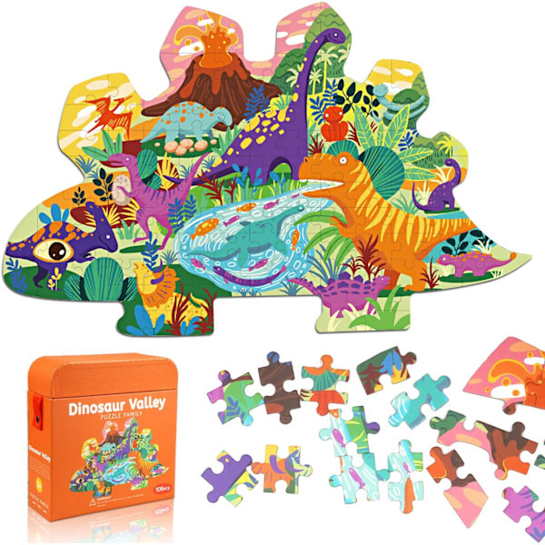 Dinosaur Jigsaw Puzzle for Kids, 105 Pieces Jigsaw Puzzle with La