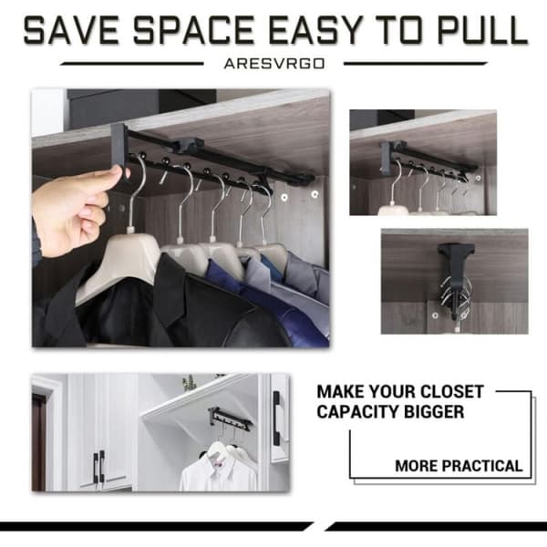 Retractable Wardrobe Rod, Extractable Sliding Trouser Holder, Len