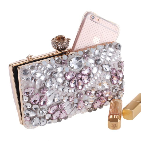 Rhinestone-kirjailtu laukku Clutch-iltalaukku