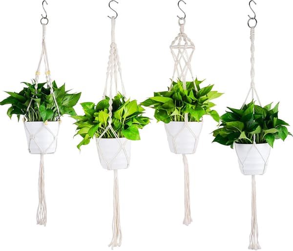 4 st Macrame växt hängare, rep växt hängare Macrame växtkruka H