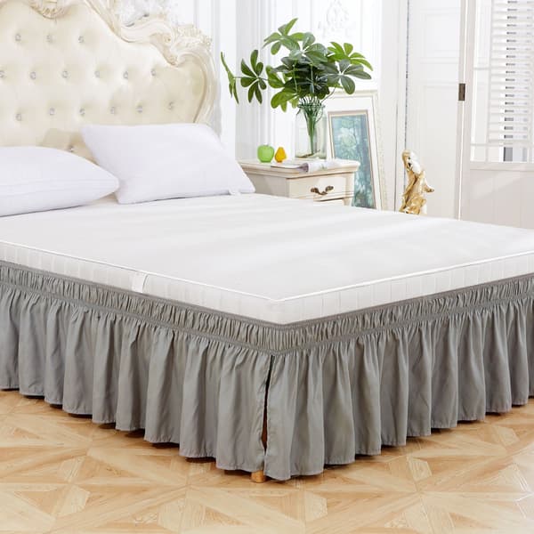 Flygande elastisk polyester sängkjol, elastisk sängkjol, sängkjol, sängkjol (ljusgrå: 60 * 80 + 15 tum