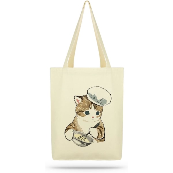 1st printed Cat Cook Eco Tote Bag, canvas tygväska för kvinnor med
