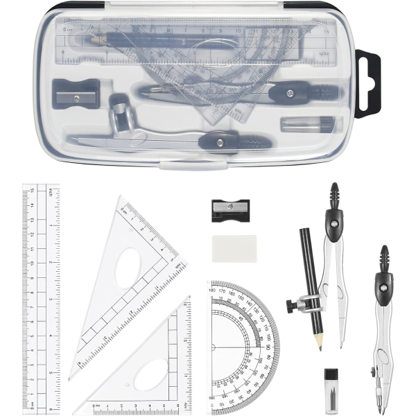 Matematikk Geometri Sett 10 Deler Student Utstyr med Shatterproo