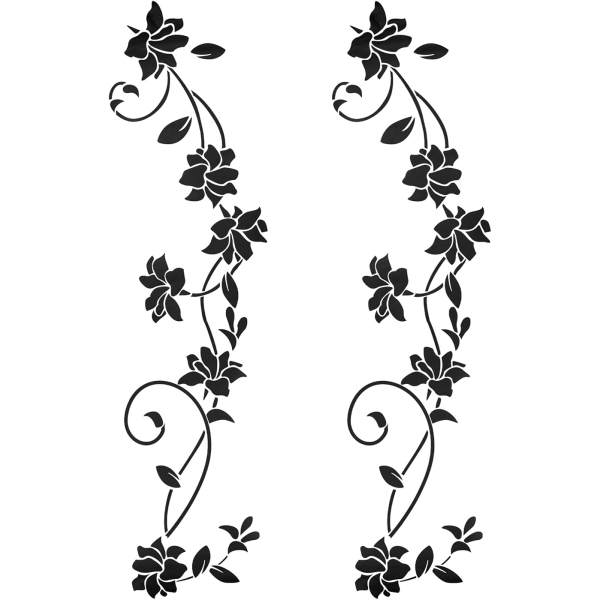 2 sorte ornamenter Vægklistermærkesæt Selvklæbende vægdekoration Blomsterranker Selvklæbende klistermærker Vægmalerier til stue soveværelse Entre dørvindue