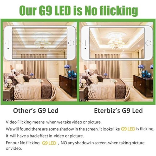 G9 LED-pære, ingen flimmer 7W LED-lamper varm hvid 3000K, Ener