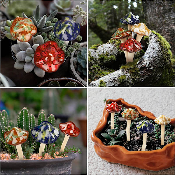 Keraaminen sieni koristeellinen puutarha (8 kpl) - 5 x 12 cm - Mushr