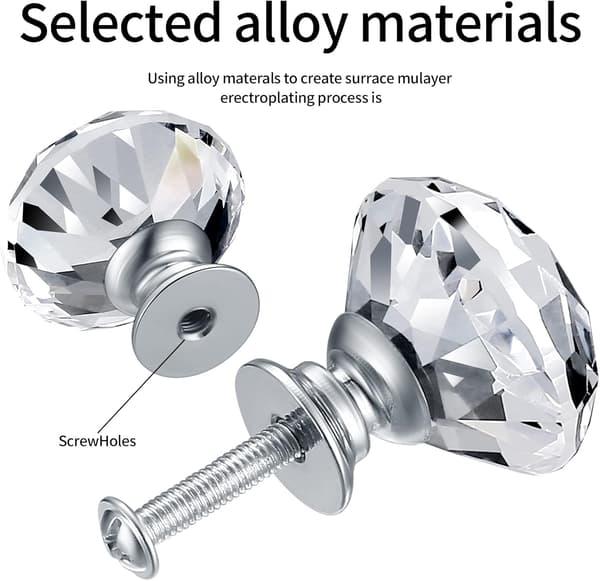 8 st 30 mm kristalldörrknopp, diamantknoppar, diamantmöbler