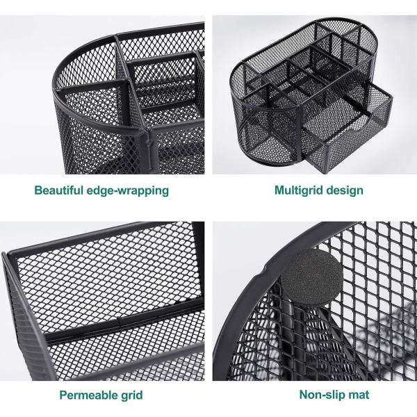 Työpöydän säilytyslaatikko rautaverkko suuri kapasiteetti koti toimisto opiskelija tarvikkeet monitoiminen kynäteline rauta säilytyslaatikko musta