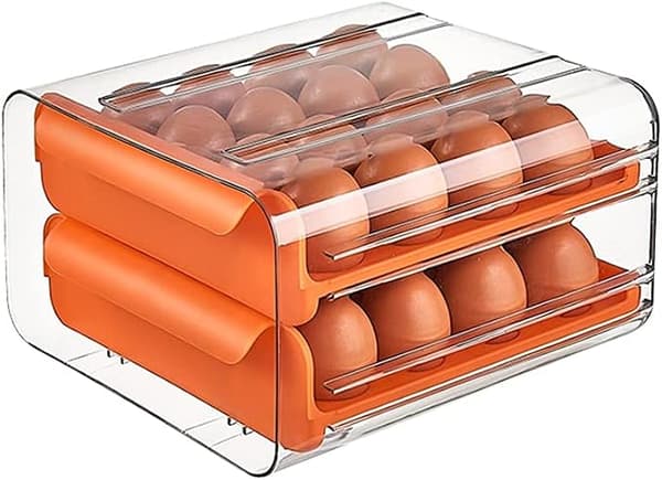 Eggbeholder, plastbrett, dobbelt lag, for kjøleskap, egg