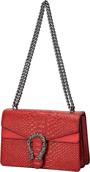 Crossbody axelväska för kvinnor - Ormmönstrat läder