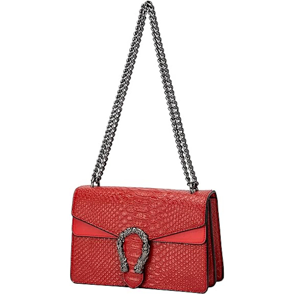 Crossbody skuldertaske til kvinder - Slangeprint læder