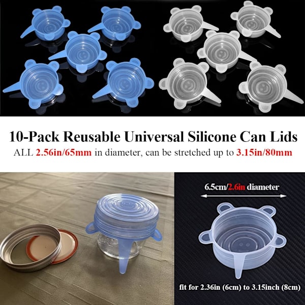 10-pack silikonburklock, silikonsträcklock för återanvändbara husdjur