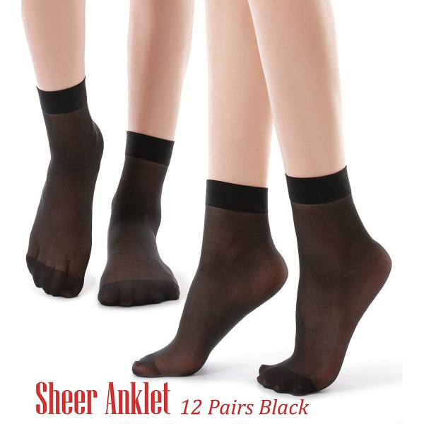 12 paria nilkan nylon naisille - 20D läpinäkyvät sukkahoususukat (