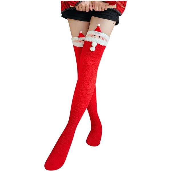 1 STK RØD Knæhøjsok til kvinder - Knæhøje sokker, juleknæ