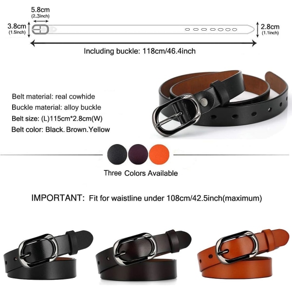Dam bälte spänne bälte antika casual i längd 115cm（Black01
