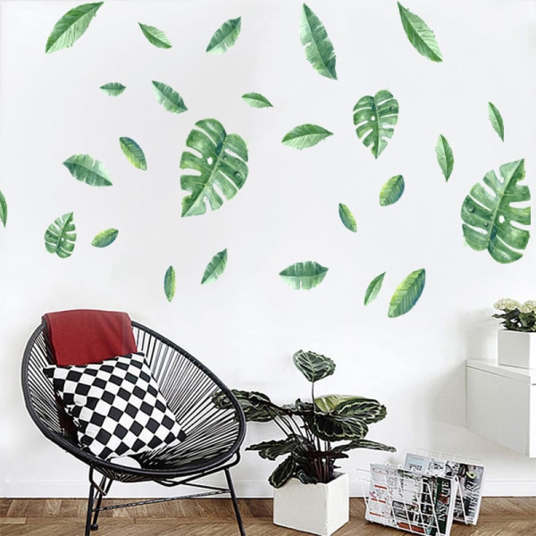 Tropical Plant Wall Stickers Dekorativa Stickers Green Leaves Wal