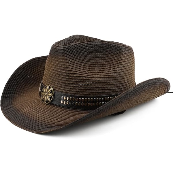 Voksen Sun Straw Kvinder Mænd Cowgirl Western Cowboy Hat Farvet