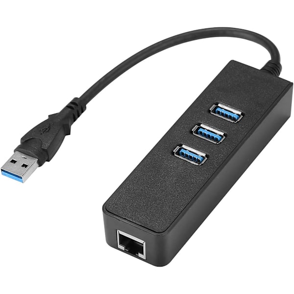 3-porttinen USB 3.0 -keskitin RJ45 Gigabit Ethernetiin 10/100/1000 Mbit USB