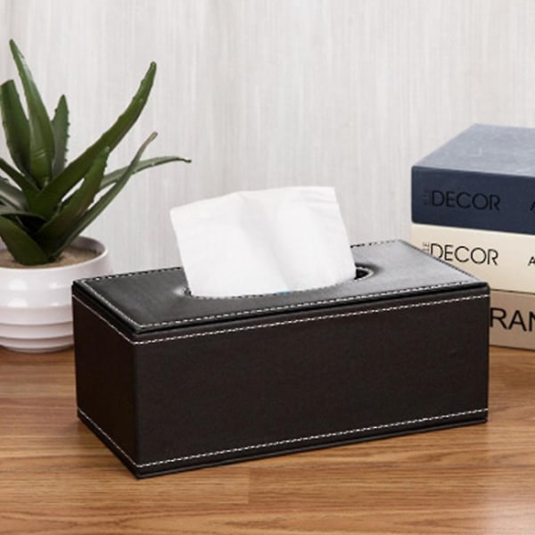 Læder Kleenex-æskeholder med magnetisk bund Tissue Box Cover