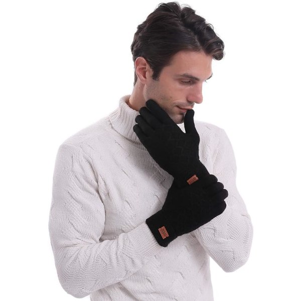 Pekskärmshandskar för män Vintervarma stickade handskar med mjukt foder thermal för män och kvinnor
