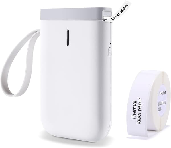 Labelprinter med klæbende tape, trådløs, Bluetooth, bærbar, Cu