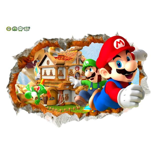 3D trasig vägg Super Mario Mario väggdekaler barnrum ca