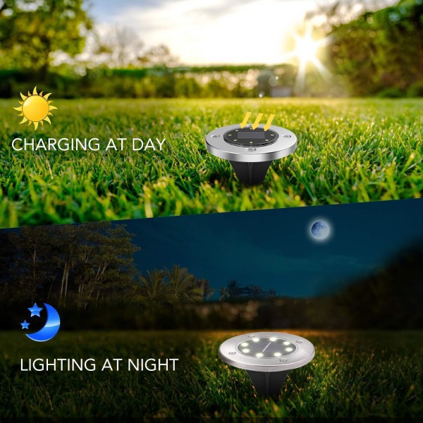 [4-pak] Solcelle Jordlys, 8 LED Solcelle Jordlys