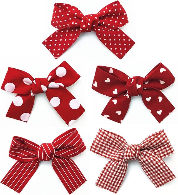 20 st röda bandrosetter prickar ränder buffelrutiga rosetter för sömnad