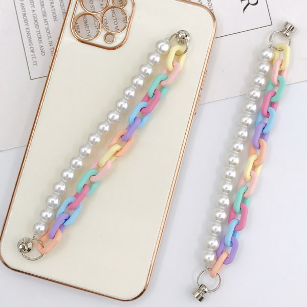 2 Pieces Phone Case Chain Beaded Secure Mobile Phone Finger Starp Drop Resistance Phone Grip Holder for DIY Phone Case Accessory