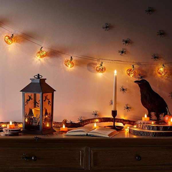 Lights4fun Halloween heks og hjemsøkt hus lys opp lykter