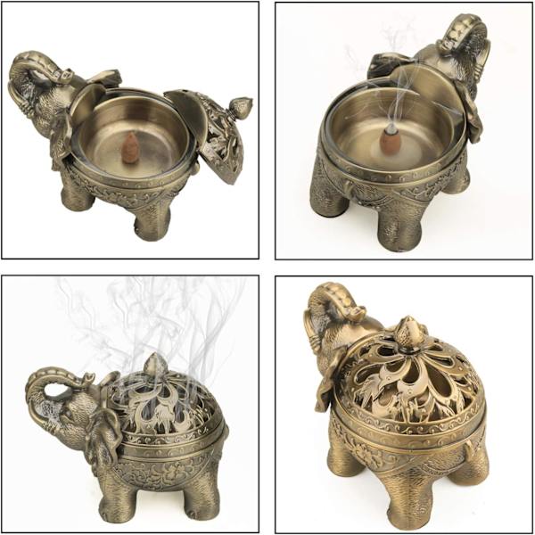 Metal Tilbageflow Røgelseholder, Elefant Kegle Røgelsebrænder,