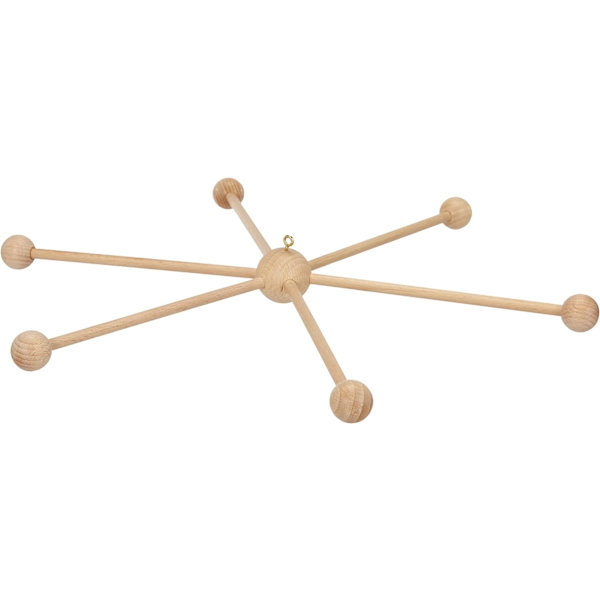 Trestativ i tre for babymobil, 1 stk Ø 33 cm, beige