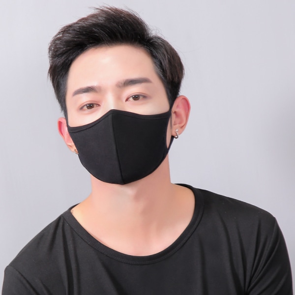 Genanvendelige ansigtsmasker, Unisex voksen bomuld, sort, One Size Pakke med