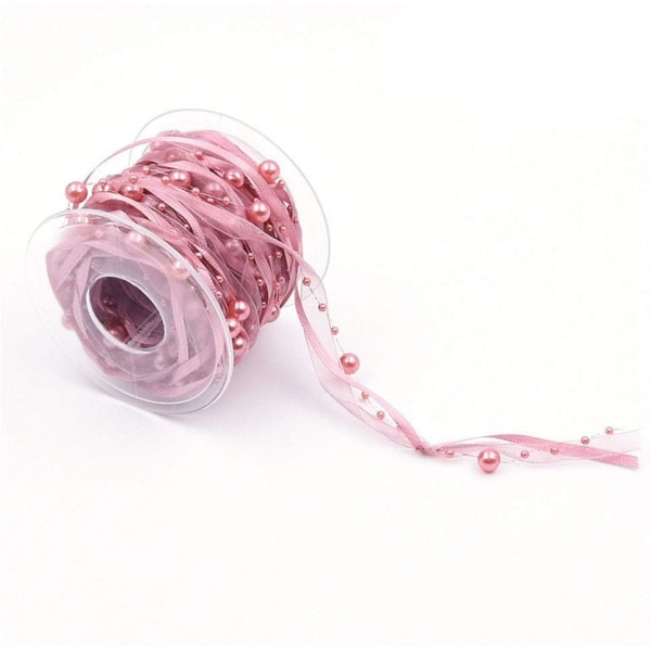 1 st (rosa) Chiffong konstgjorda pärlband