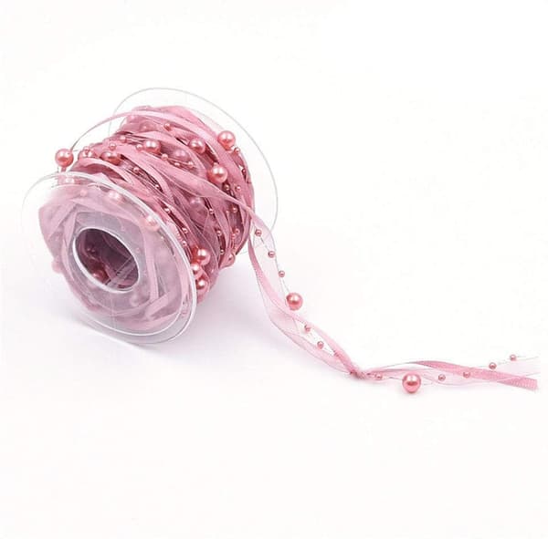 1 stk (rosa) Chiffon kunstig perle bånd