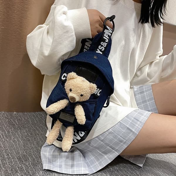 Kvinnor Canvas Midjeväska Snedväska Serieteckningar Crossbody Väskor Bör