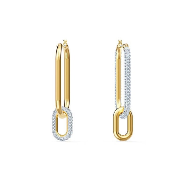 Time hoops, asymmetriske øreringe, blandet metal finish, hvid