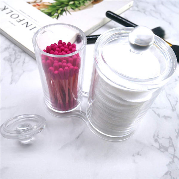 Bomuldsboks 2 Runde Bokse Transparent Makeup Opbevaring til Bomuldssw